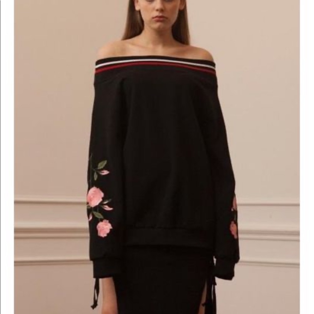 Roses off shoulder sweatshirt